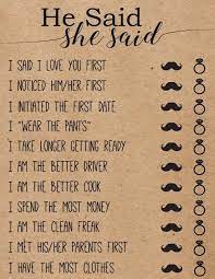 He Said She Said Bridal Shower Games Virtual Bridal Etsy Video Video Fun Bridal Shower Games Bridal Shower Printables Bridal Shower