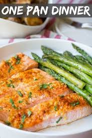 This Potato Salmon Asparagus One Pan Dinner Is A Clean Easy And Great One Pan Meal Oven Baked Salmon With R Dinner Cooking Dinner Chicken Tender Recipes Easy