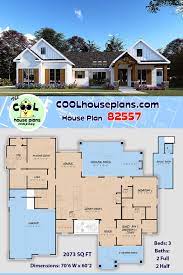 One Story Style House Plan 82557 With 3 Bed 4 Bath 2 Car Garage House Plans Farmhouse Plans New House Plans
