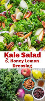 Kale Salad Recipe With Honey Lemon Dressing Kale Salad Kale Salad Recipes Kale Recipes Healthy