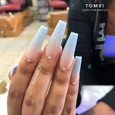 Baby Blue Ombre Custom Acrylic Powder Color By Tom91 Blue Ombre Nails Baby Blue Acrylic Nails Powder Blue Nails