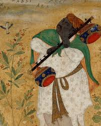 Portrait of Naubat Khan c.1600 By Ustad Mansur The master painter at Mughal  court, Mansur although is known for portraying botanical and zoological  subjects in his paintings, some of his earlier paintings