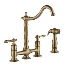 Glacier bay series 400 single handle pull down sprayer kitchen. Glacier Bay Lyndhurst 2 Handle Bridge Kitchen Faucet With Side Sprayer In Matte Gold Hd852n 0554405 The Home Depot In 2021 Kitchen Faucet Gold Kitchen Faucet Sink Faucets