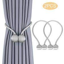 Eeekit Magnetic Curtain Tiebacks 8pcs Decorative Rope Curtain Holdback Elegant Pearl Ball Magnetic Buckle Drape Tie Backs Holders Holdbacks Decorative Handmad Curtain Tie Backs Drapery Tie Backs Curtain Ties