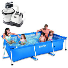 Intex Komplett Set Family Swimming Pool Frame 220x150x60cm Sandfilteranlage Rechteckpools Swimming Pools Freizeit Store