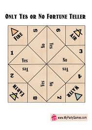 Free Printable Yes Or No Fortune Teller Cootie Catcher Tellers Fortune Teller Paper Cootie Catcher