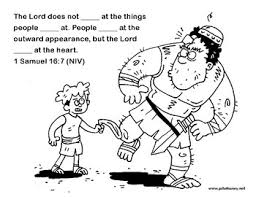 The lord does not look at the things people look at. David And Goliath Coloring Sheet And Bible Verse Activity Tpt
