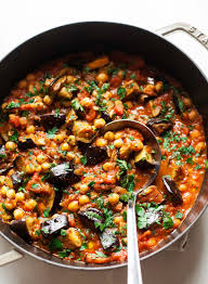 Braised Harissa Eggplant With Chickpeas Recipe Recipes Chickpea Recipes Food
