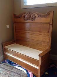 Turn An Antique Bed Into A Gorgeous Bench How To Antique Wood Antique Beds Antique Bed Frame