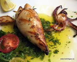 Greek Red Pepper Scallion And Cheese Stuffed Grilled Calamari With Lemon Olive Oil And Herb Sauce Greek Recipes Greek Cooking Greece Food