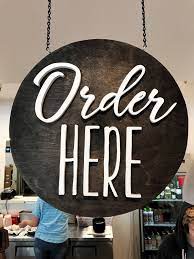 Order Here 3d Round Wood Hanging Business Sign Restaurant Coffee Shop Decor Cafe Marketing Shop Sign Coffee Shop Signs Coffee Shop Decor Coffee Shop Signage