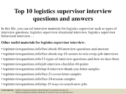 Top 10 Logistics Supervisor Interview Questions And Answers