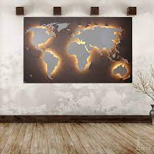 Weltkarte wandbild beleuchtet | weltkarte wandbild weltkarte aus holz led beleuchtung quot kompassrose quot grau ab, wandbild weltkarte 60x53cm holz braun 10 klammern. Weltkarte Zheng Hintergrund Beton Dekor Wandbild Aus Holz