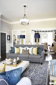 Fall Home Tour With Navy And Gold Velvet Pillows And Accents Brass Lighting Leopard Pillow Drum Blue And Gold Living Room Gold Living Room Blue Living Room