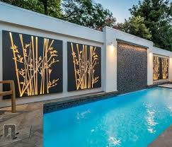22 Lovely Swimming Pool Lighting Ideas For Luxury Home Outdoor Design Outdoor Walls Outdoor Wall Art
