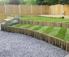 Due to the loose mass of soil and gravity, the. Unilog Pro Machine Round Timbers For Retaining Walls M M Timber Esi External Works