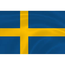 An asymmetrical horizontal cross, with the crossbar closer to the hoist than the fly, with the cross extending to the edges of the flag) on a field of light blue. Flag Shvecii Kupit V Internet Magazine