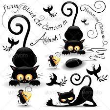 Cat Cartoon In Ambush With Mouse And Birds Cartoon Cat Black Cat Art Cat Crafts