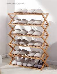 foldable shoe rack organizer 3 4 5 6 layers bamboo cabinets shelf home holder shoes storage for wood organization small makeup desk