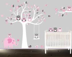 Wandtattoo Kinder Vinyl Eule Wandtattoo Rosa Und Grau Baumschule Baum Elefanten Vogel Eulen Wand T Wandtattoo Kinder Baum Kinderzimmer Eulen Kinderzimmer