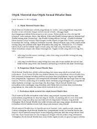 Tugas akhir kuliah pendidikan pancasila landasan filosofis pancasila nama : Objek Material Dan Objek Formal Filsafat