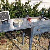Sewing Machine Cabinet Turned Into A Mini Bar Or Drink Cart Old Sewing Machine Table Sewing Machine Cabinet Old Sewing Tables