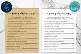 Take this short quiz and find out! Printable Nursery Rhyme Quiz Baby Shower Game Instant Download Bobotemp