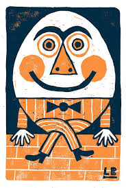 Untitled Creepy Pictures Humpty Dumpty Linocut