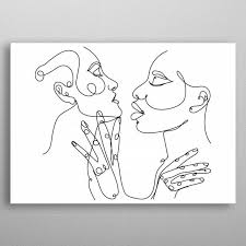 Two Girls Faces Line Art Metal Poster Print Valeria Tsolova Displate In 2021 Mandala Design Art Art Design Art