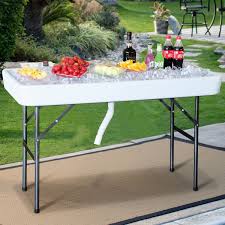 4 Foot Plastic Party Ice Folding Table With Matching Skirt Folding Table Plastic Picnic Tables Camping Table