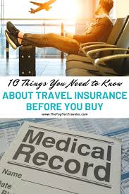 Travel insurance protects travelers in case of emergency or interruption of a trip. 10 Things You Need To Know About Travel Insurance Before You Buy The Top Ten Traveler