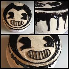 Homemade Bendy 4 Layer Chocolate And White Box Cake With Vanilla Swiss Meringue Buttercream And Chocolate Gana Bendy And The Ink Machine Fnaf Cake Box Cake
