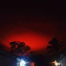 And i look up at the sky and it looks blood red and there is turmoil and chaos and every direction it looks like the devil's kingdom on earth panic and disaster and evil rip the land. Mysterious Blood Red Sky Baffles Residents Of El Salvador Strange Sounds