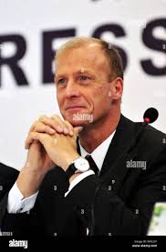 Thomas Enders, Président et CEO d'Airbus, lors d'une conférence de presse  pour l'ouverture de l'usine Airbus Tianjin de Tianjin, Chine, dimanche, 28  Septembre Photo Stock