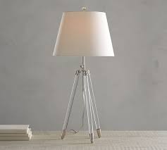 Round shade with white outside and inside; Acrylic Tripod Table Lamp Pottery Barn