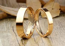 Your Thumb Print Rings Personalize Rose Gold Flat Matching Etsy Anniversary Ring Set Matching Wedding Bands Couples Ring Set