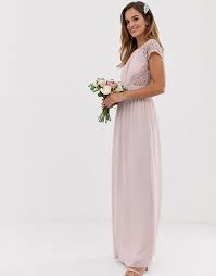 Tfnc Bridesmaid Exclusive Open Back Scalloped Lace Dress In Mink Asos In 2020 Scalloped Lace Dress Lace Dress Dresses