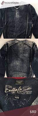 David Bitton Buffalo Sweater 20 Wool 80 Cotton Distressed Sweaters Pullover Sweater Men Cotton Mix