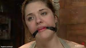 Gagged blonde lesbian slave Lia Lor is bound on the floor and whipped then  in full suspension pussy fucked with dildo from lezdom Claire Adams Adams -  XNXX.COM