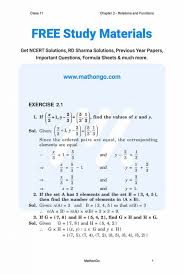 Ncert Solutions For Class 11 Maths Chapter 2 Relations And Functions Pdf Download