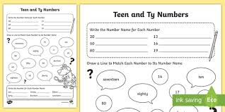 This numbers worksheet helps students learn and practice spelling numbers 1 to 20. Teen And Ty Numbers Activity Teacher Made