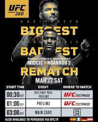 Ngannou dominated many of his opponents. Ufc 260 Miocic Vs Ngannou 2 Fightevents De