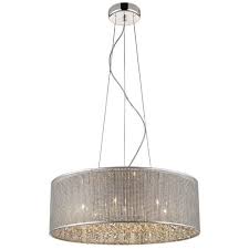 This is do it yourself lighting on a budget that's perfect for renters and anyone looking for a quick upgrade to their lighting fixtures. Bekah Silver Crystal Large Drum Ceiling Pendant Fitting 055si7dec The Lighting Superstore