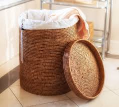 We've got a range of sizes and designs like wicker baskets, felt ones and storage baskets made of lightweight wood. Tava Handwoven Rattan Round Laundry Hamper With Lid Pottery Barn