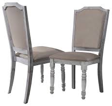 Modern farmhouse style feels put together without being overly fussy, and combines precious heirlooms and flea market finds with modern touches, like stainless steel appliances, and large furniture for people to gather. Rustic White Farmhouse Style Dining Chairs Set Of 2 French Country Dining Chairs By Furniture Import Export Inc Houzz
