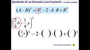 Il triangolo di tartaglia ed il teorema del binomio. Il Quadrato Del Binomio Con Frazioni Secondo Esercizio Youtube