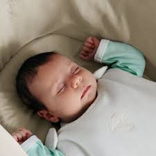 Moisés con funda de algodón orgánico crema y soporte de madera