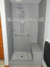 Custom Corian Shower With Pebble Floor And Inset Is Shown Here Before We Installed The Show Corian Shower Walls Diy Shower Door Waterproof Bathroom Wall Panels