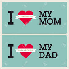 Improve yourself, find your inspiration, share with friends. Happy Mothers Day And Happy Fathers Day With Heart Ribbons And Fonts Royalty Free Cliparts Vectors And Stock Illustration Image 18592551