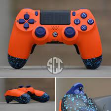 Sunset Orange Ps4 Controller Met Grip Triggerstops En Shock Paddles Sunset Orange Ps4 Controller With Grip Triggerst Ps4 Controller Ps4 Xbox One Controller